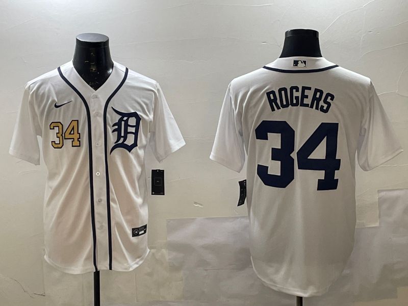 Men Detroit Tigers #34 Rogers White Game 2025 Nike MLB Jersey style 2